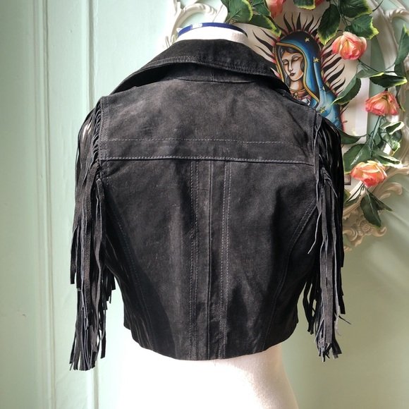 Bebe black suede cropped vest. - Picture 3 of 4